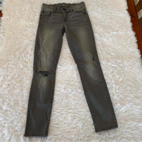 Mother The Looker Ankle Fray Gray Distressed Jeans Size 24 - Picture 3 of 8